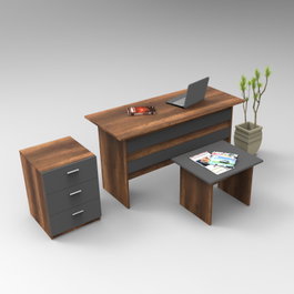 Hanah Home Vo9-Ba Juego de muebles de oficina Nogal y Antracita